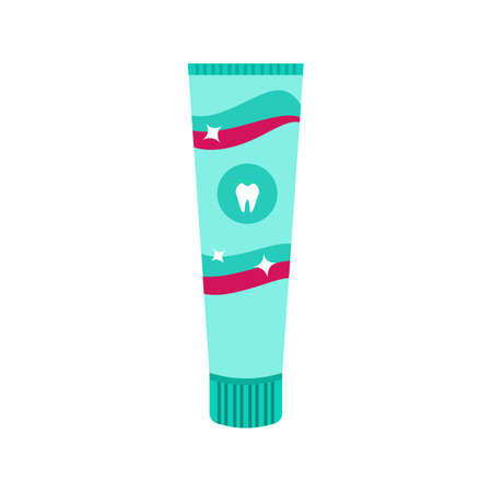 Toothpaste. Dental and gum hygiene. Care for the oral cavity. Vector illustration in a flat style isolated on a white backgroundのイラスト素材