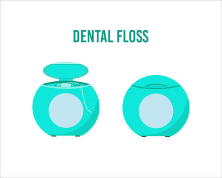 Set of open and closed cases dental floss isolated on  whiteのイラスト素材