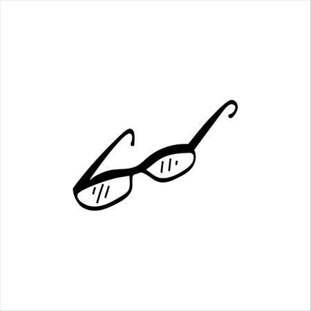 Eyeglasses. Doodle element. Hand-drawn glasses. Simple vector sketch illustration isolated on a white backgroundのイラスト素材