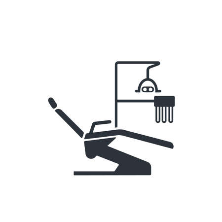 Dental chair icon. Dental office equipment. Vector solid dark gray icon for dental clinic. Modern minimalistic flat designのイラスト素材