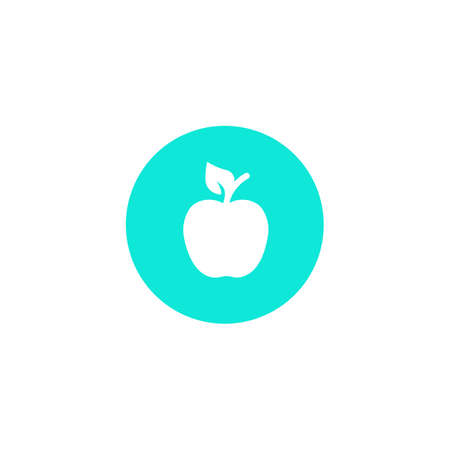Apple. Simple vector icon isolated. White silhouette on a blue background. Healthy dietary product. Vegetarian fruitのイラスト素材