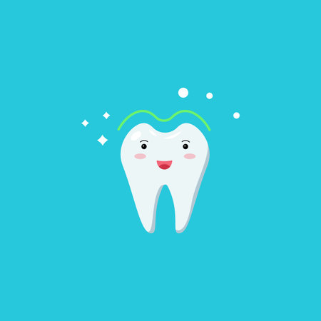Healthy cute white shining tooth icon. Teeth whitening. Good oral hygiene of the oral cavity....