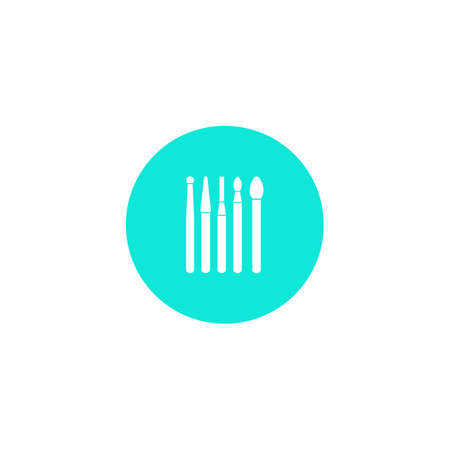 Dental instrument icon. Dental burs. Tips for dental drill. Dentistry. A simple vector icon in a flat style is isolated. White silhouette on a blue backgroundのイラスト素材