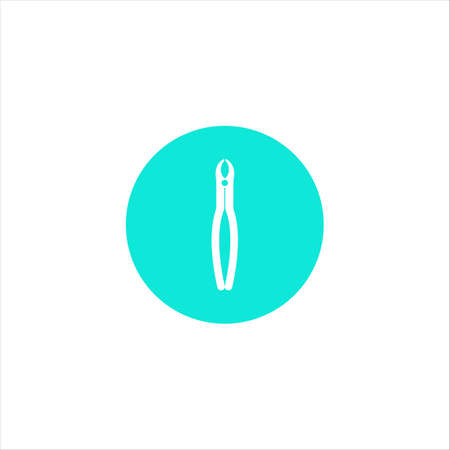 Medical forcep icon. Dental instrument. Dentistry. A simple vector icon in a flat style is isolated. Illustration of the logo. White silhouette on a blue backgroundのイラスト素材