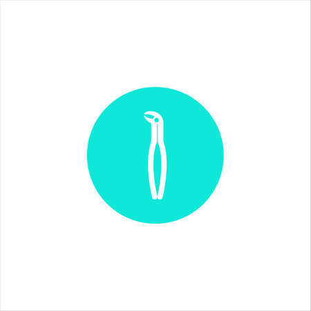 Medical forcep icon. Dental instrument. A tool for removing teeth. A simple vector icon in a flat style is isolated. Illustration of the logo. White silhouette on a blue backgroundのイラスト素材