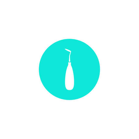 Dental instrument icon. Dental Elevator. Tools for dental clinics. Dentistry. A simple vector icon in a flat style is isolated. White silhouette on a blue backgroundのイラスト素材