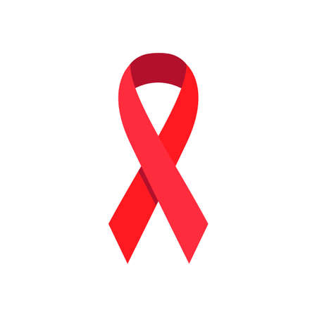 Red AIDS awareness ribbon icon isolated on whiteのイラスト素材