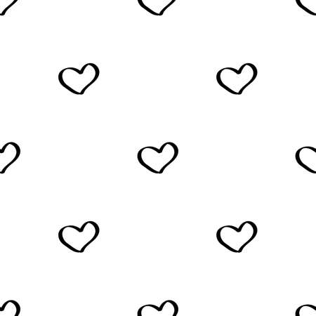 Valentines Day doodle seamless pattern. Romantic hand-drawn white background with love hearts. Ideal for wrapping paper, textiles, wallpaper, wedding design. Vectorのイラスト素材