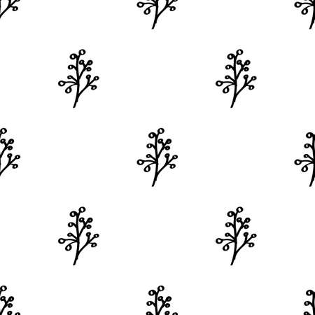 Hand-drawn floral background. Vector seamless pattern in doodle style. Flowers on a white background. Black and white floral texture. Ideal for fabric, home textilesのイラスト素材