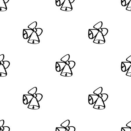 Christmas bell seamless doodle pattern. Black outline on a white background. New Year hand-drawn design for fabric, wrapping paper. Vectorのイラスト素材