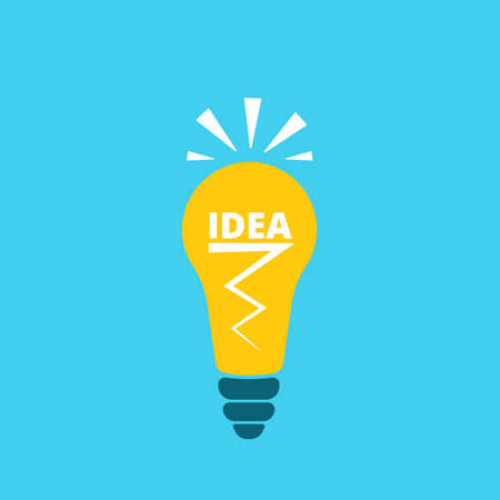 Burning light bulb. A symbol of innovation, creative thinking, innovation, learning, thinking leaders. Good idea checks. Flat vector illustrationのイラスト素材