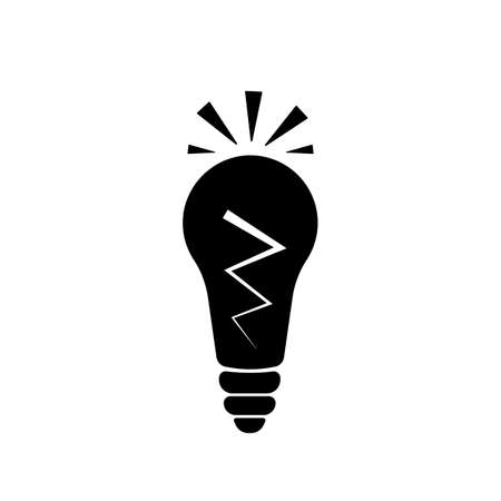 Burning light bulb. A symbol of innovation, creative thinking, innovation, learning, thinking leaders. Good idea checks. Vector solid black icon isolated on a white backgroundのイラスト素材