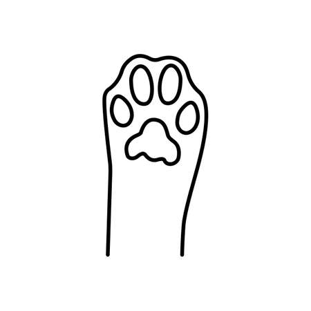 Cat paw. Home pet. Soft cat paw. Black outline. Vector line icon isolated on white backgroundのイラスト素材