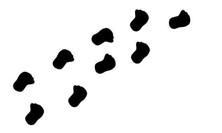Dinosaur footprints. Dino trail black silhouette isolated on white background. Vectorのイラスト素材