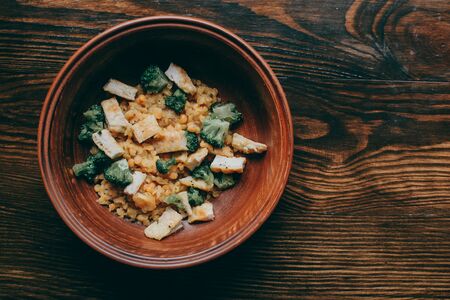 Chicken fillet with broccoli and 
lentils. の写真素材