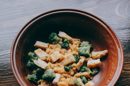 Chicken fillet with broccoli and 
lentils. の写真素材