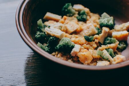 Chicken fillet with broccoli and 
lentils. の写真素材