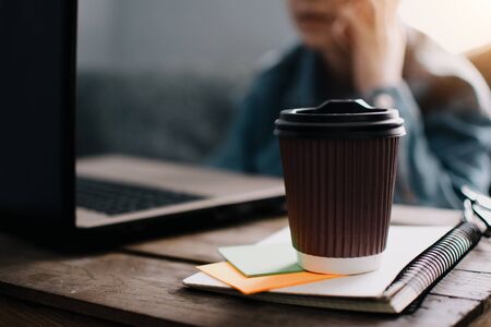 School and work concept. Home education. Homework. Home schooling. Working at home. Office concept.の写真素材