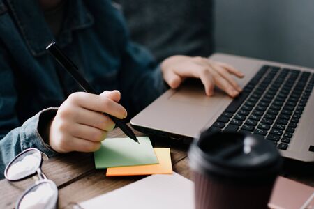 School and work concept. Home education. Homework. Home schooling. Working at home. Office concept.の写真素材