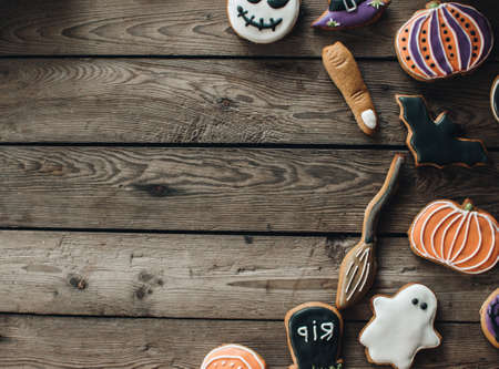 Halloween cookies. Halloween holiday concept. Pumpkin. Autumn mood. Happy Halloween.の写真素材