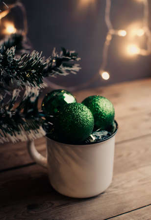 Winter and Christmas holidays concept. Cozy scene. Background with christmas decor. Christmas background.の写真素材