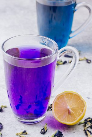 Cup of Butterfly pea tea for healthy drinkingの写真素材