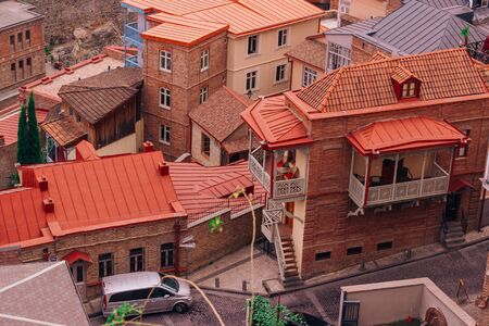 TBILISI, GEORGIA - October 2017: Aerial view of Old Tbilisi.のeditorial素材