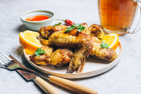 Chicken wings on barbecue grill.の写真素材