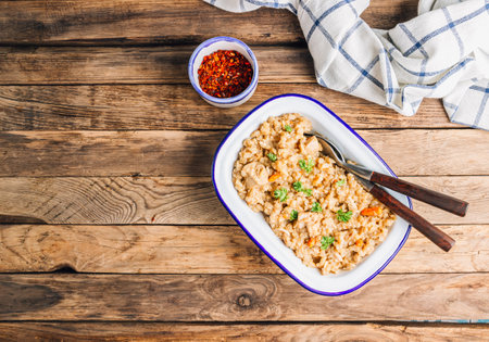 Healthy Chicken and brown Rice Pilafの写真素材