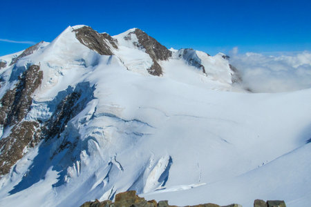 Mountains in the clouds. Jungfraujoch, Switzerlandの写真素材