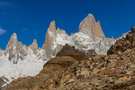Mount Fitz Roy in Los Glaciares National Park, Patagonia, Argentina. High granite mountain  iconic landscape of El Chalten famous hike in South America landscape in Patagoniaの写真素材