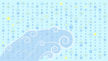 Abstract seamless pattern, blue background, geometric shapes wave patternのイラスト素材