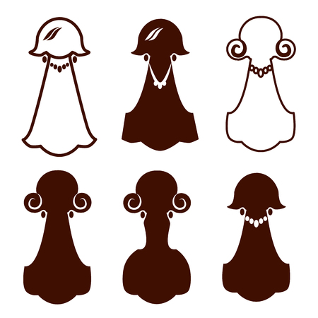 Girls silhouette iconのイラスト素材