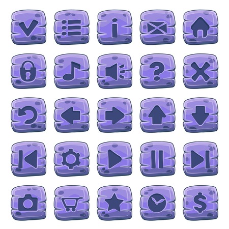 Set of stone square buttons, vector game iconsのイラスト素材