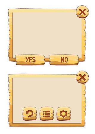 Window of game with buttons, vector game iconsのイラスト素材