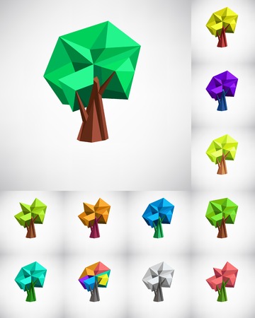 Low poly polygonal tree. Abstract vector Illustration. Logo design.のイラスト素材