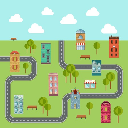 Urban landscape. Vector illustration of community.のイラスト素材