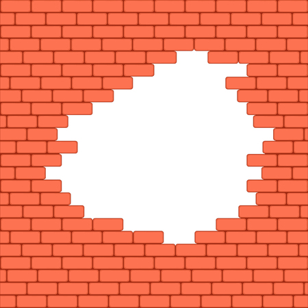 Red crashed brick wall texture background. Vector illustration.のイラスト素材