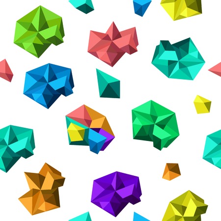 Cartoon seamless pattern, vector endless background with polygonal shapesのイラスト素材