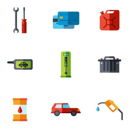 Fuel pump, gas station icons with shadowのイラスト素材