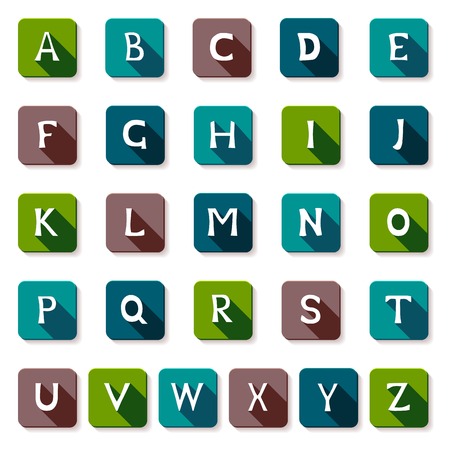 Colored cards with alphabet with shadowのイラスト素材