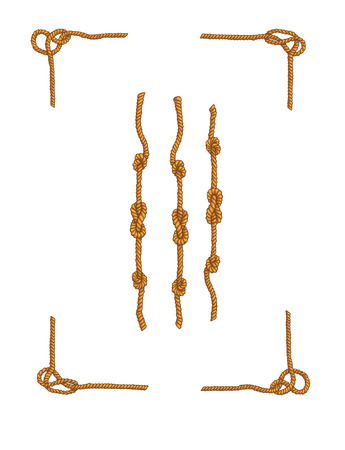 Marine rope frames and knots isolated vector setのイラスト素材