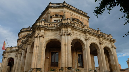 City of Noto. Province of Syracuse, Sicily. Partial view of Palazzo Ducezio, that is in front of St Nicholas Cathedralの写真素材