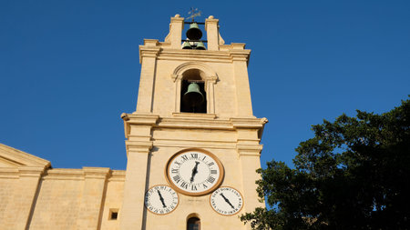 Valletta, capital city of Malta. This is one of the two towers of St. JohnÂ´s Co-Cathedral,...