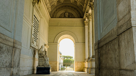 Rome, Basilica of Saint Paul Outside the Walls. Lateral View of the Gregorian Portico.