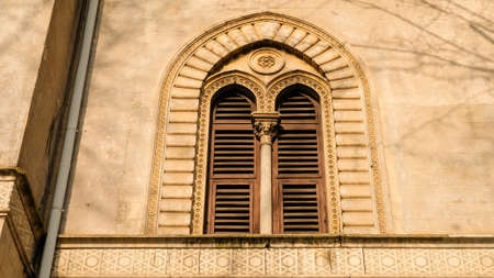 Details of a moorish style window, that strangely belongs to a building located in Rome.の写真素材