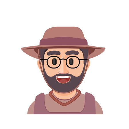 Emoji for men. emoji style face. vector illustration. Talking person of self-expression, an avatar for a video blog. Memoji stickers.のイラスト素材