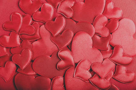Pink hearts on color background. Monochrome. Great design for Valentine's Dayの写真素材