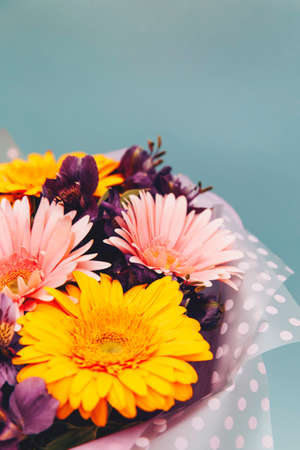 Multicolored Gerbera bouquet. Great decision for designの写真素材