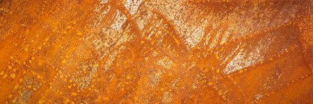 Abstract orange metal rusty background. Texture with drops, scratches and spots